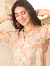 Women Multi Cotton Blend Abstract Printed Crop Shirt Style Top-VT1401